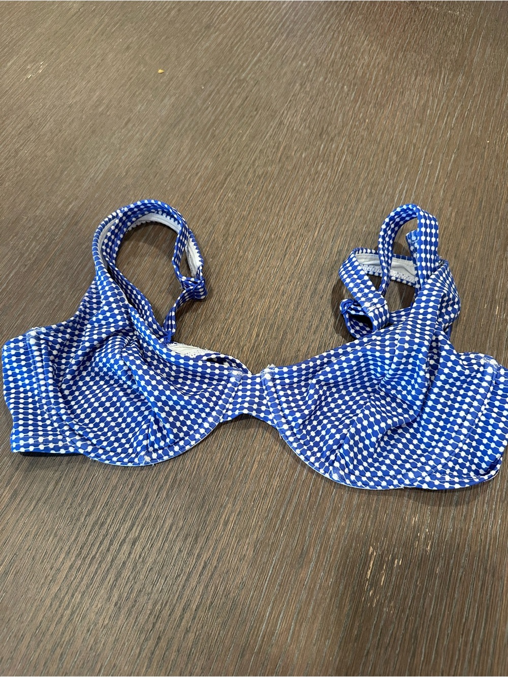 Urban Outfitters Blue and White Check Bikini Top